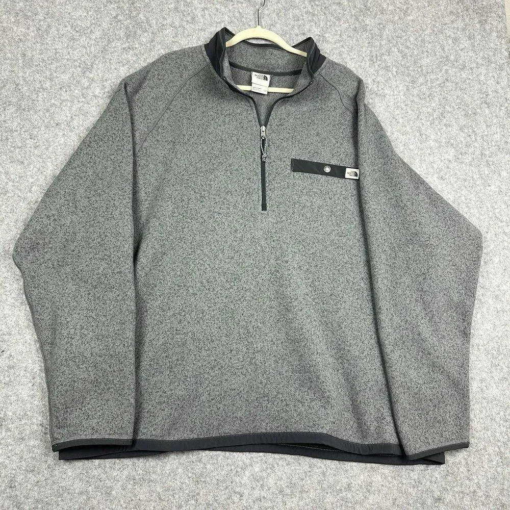 The North Face Sweater Mens XXXL Gray Gordon Lyons Fleece 1/4 Zip Pullover